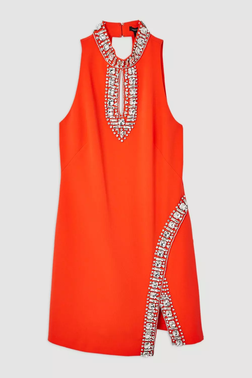 Crystal Embellished Woven Mini Dress | Karen Millen